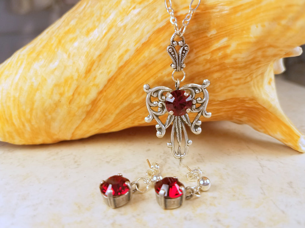Siam Red Swarovski Crystal Jewelry Set