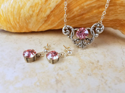 Rose Swarovski Crystal Jewelry Set