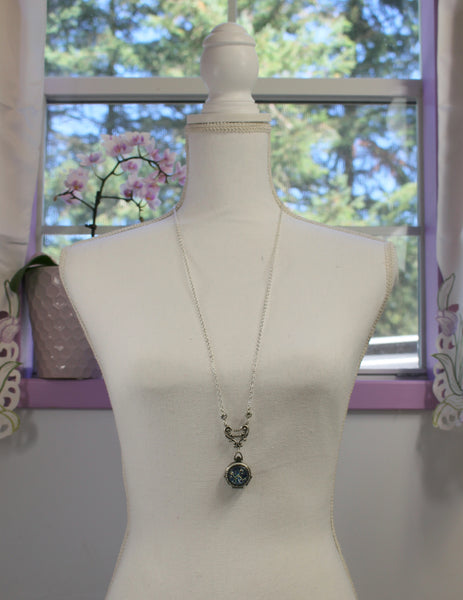 Blue Fire Opal Silver Four Photo Locket