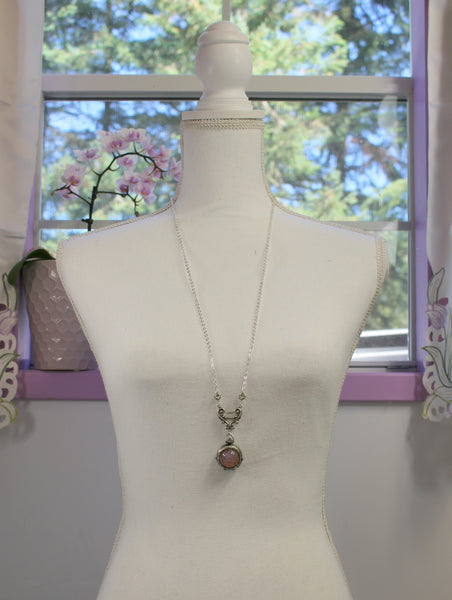 Pink Fire Opal Silver Four Photo Locket