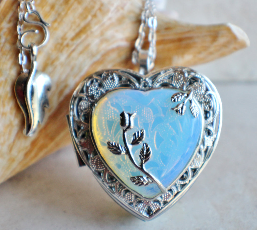 White Opal Quartz Music Box Locket - Char's Favorite Things - 1