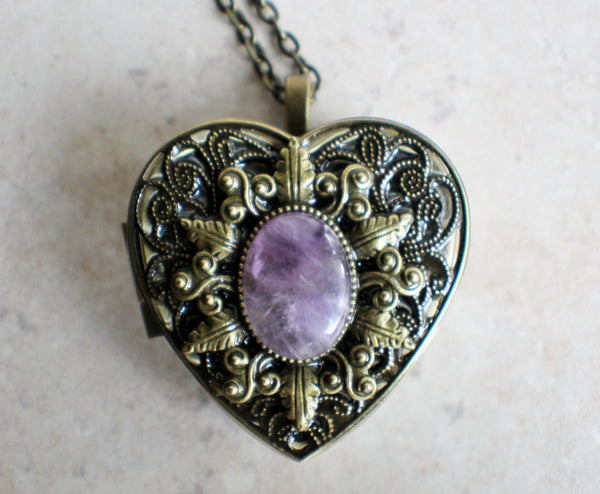 Amethyst Heart Shaped Music Box Locket
