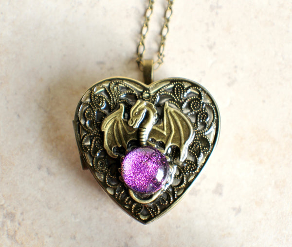 Dragon music box locket in bronze