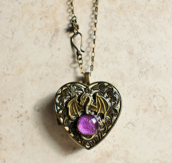 Dragon music box locket in bronze