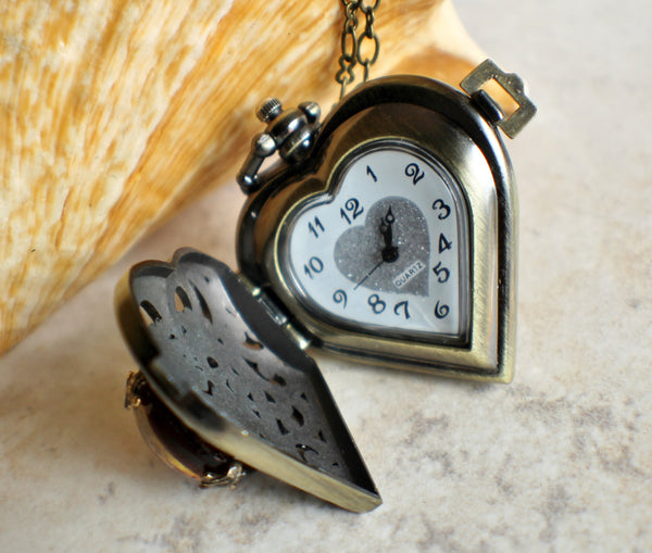 Watch locket with dragons breath glass opal