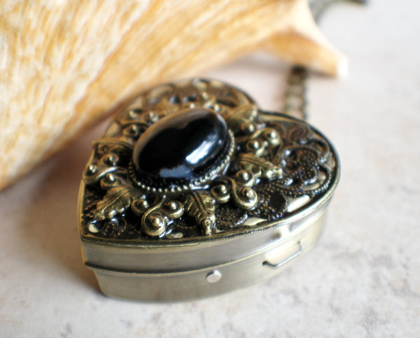 Black Agate Music Box Locket