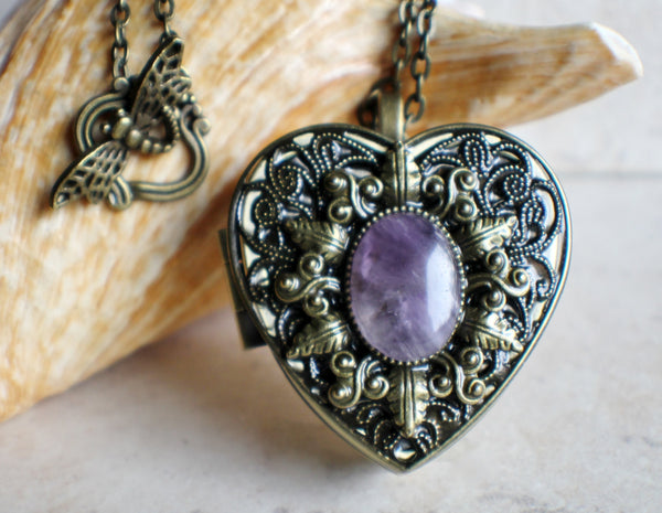 Amethyst Heart Shaped Music Box Locket