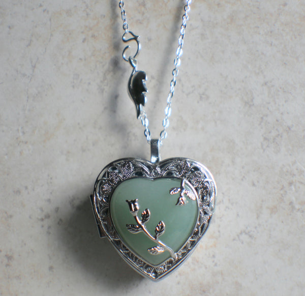 Aventurine quartz music box locket