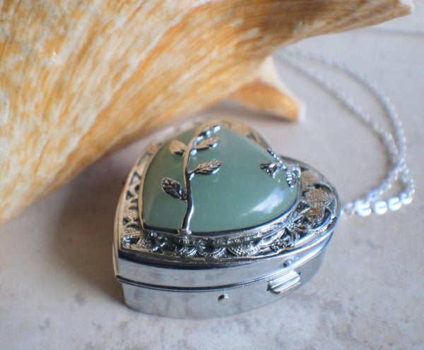 Aventurine quartz music box locket