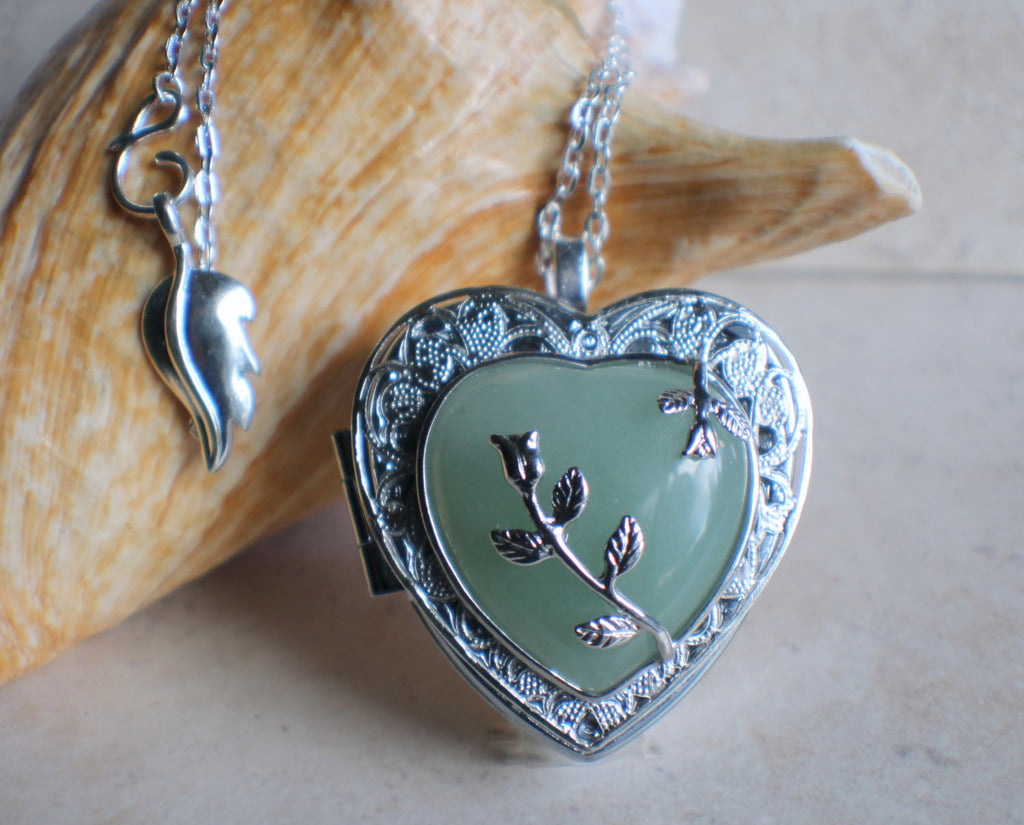 Aventurine quartz music box locket