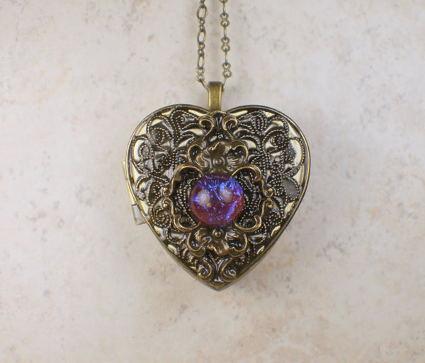 Dragons Breath Floral Music Box Locket in Bronze