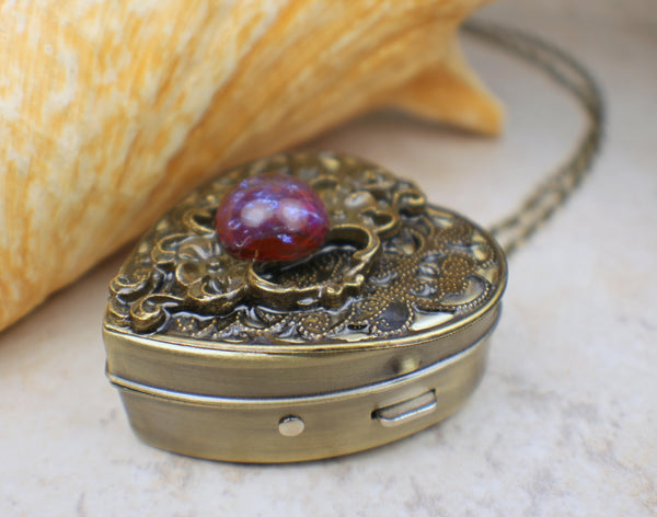 Dragons Breath Floral Music Box Locket in Bronze