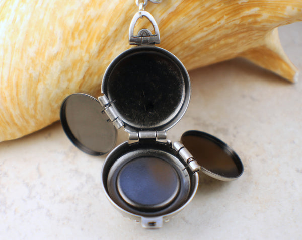 Pink Fire Opal Silver Four Photo Locket