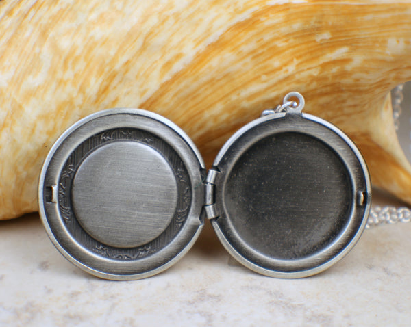 Amethyst Glass  Opal Locket in Silver