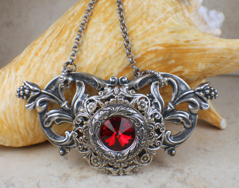 Gothic Red Crystal Necklace