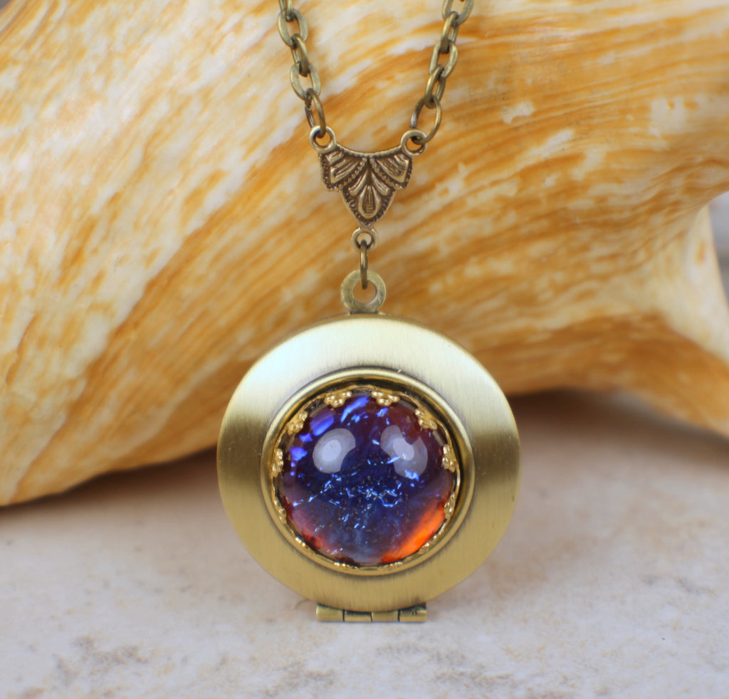 Small Dragons Breath Opal Photo Locket