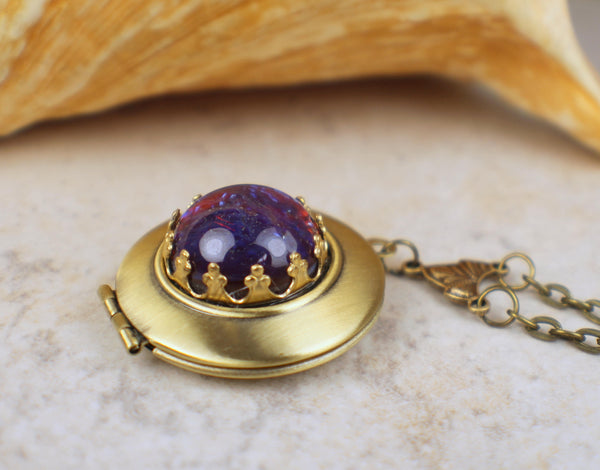 Small Dragons Breath Opal Photo Locket