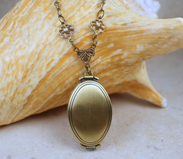 Monet Red Sunset Glass Opal Bronze Photo Locket