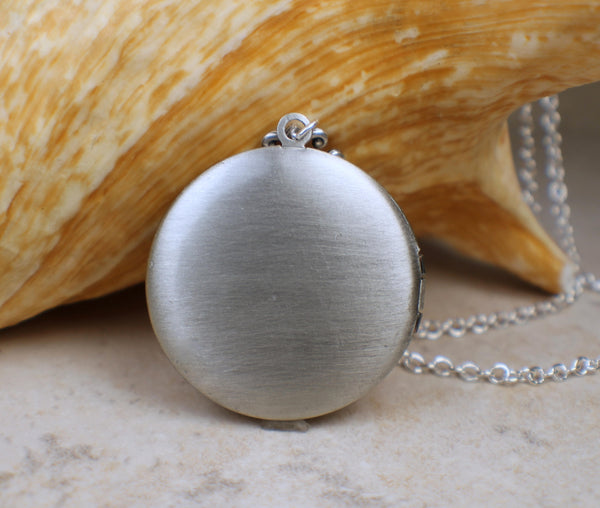 Amethyst Glass  Opal Locket in Silver