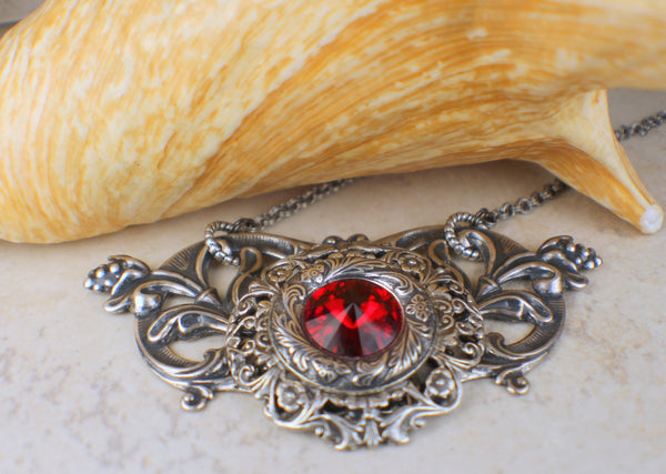 Gothic Red Crystal Necklace