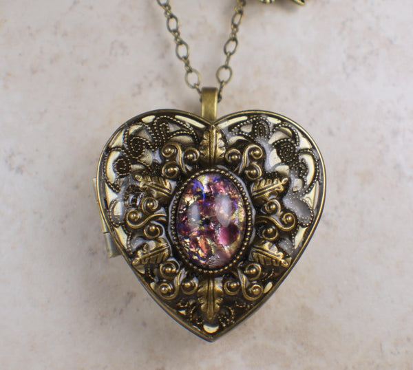 Amethyst Opal Music Box Locket