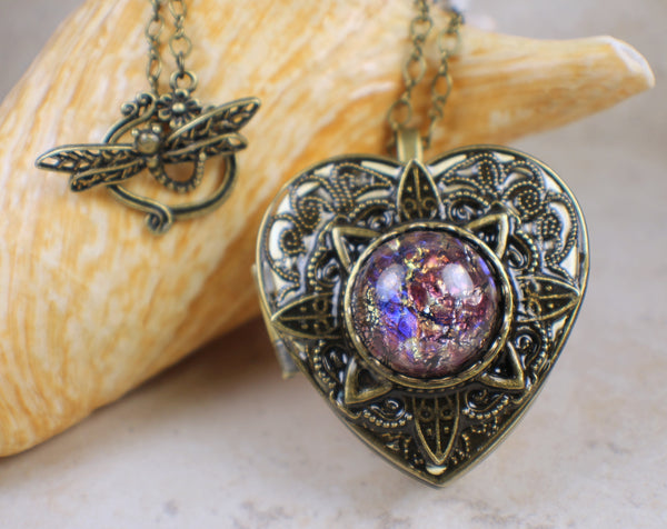 Amethyst Opal Music Box Locket