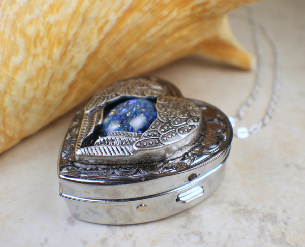 Silver Angel Wing Music Box Locket