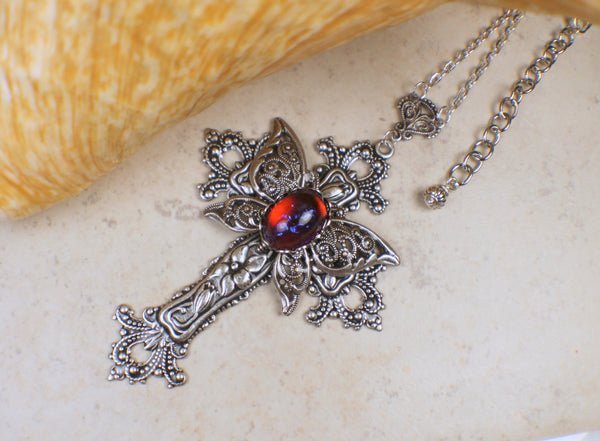 Silver Butterfly Cross