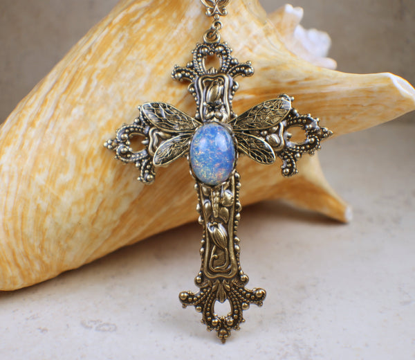 Bronze Dragonfly Cross
