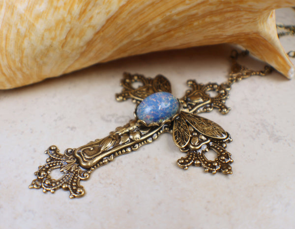 Bronze Dragonfly Cross