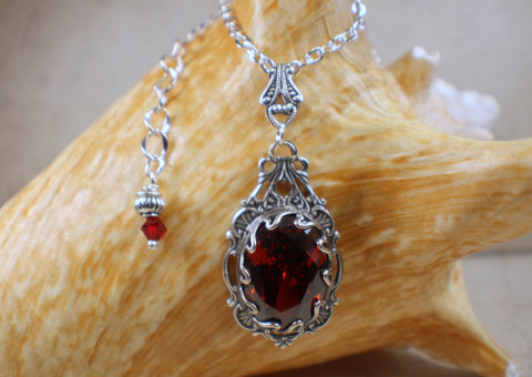 Gothic Swarovski Crystal Red Necklace