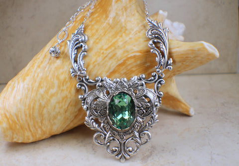 Gothic Peridot Swarovski Crystal Necklace