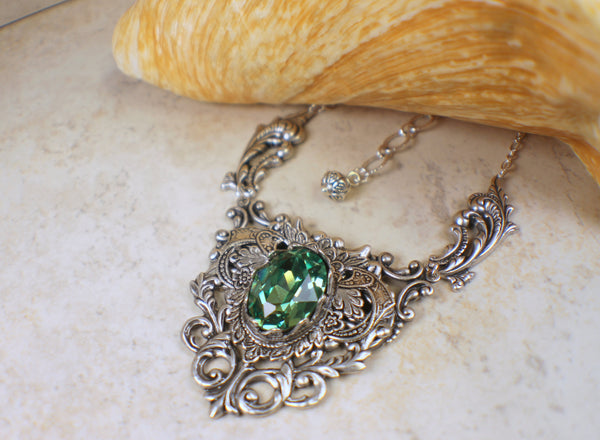 Gothic Peridot Swarovski Crystal Necklace