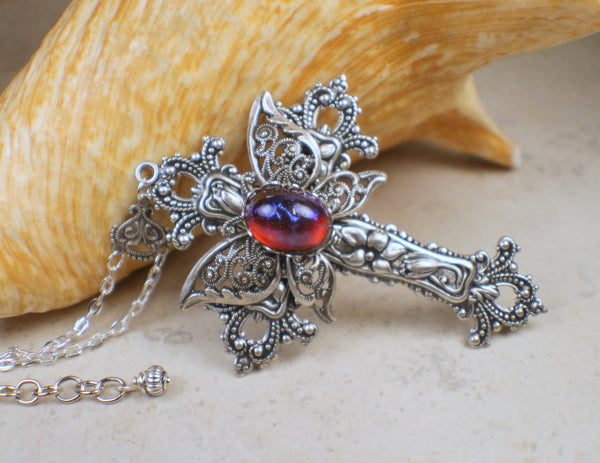 Silver Butterfly Cross