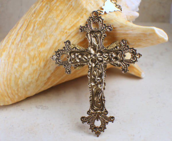 Bronze Dragonfly Cross