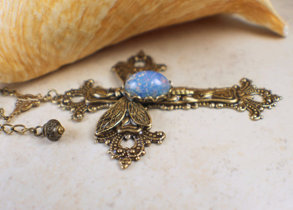 Bronze Dragonfly Cross