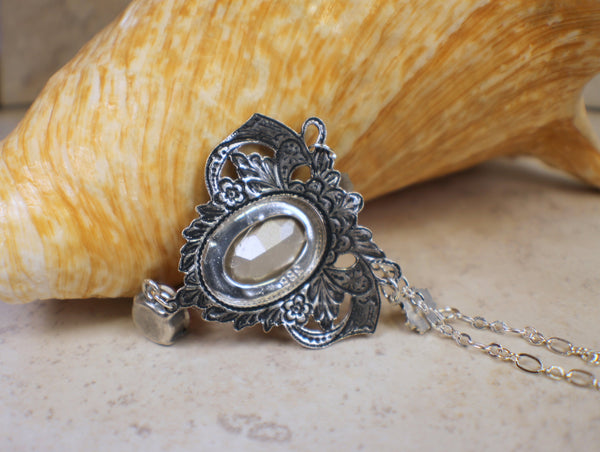 Rose Swarovski Crystal and Filigree Necklace