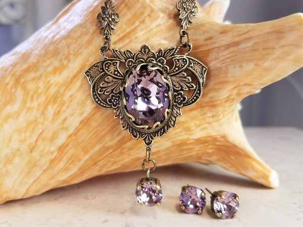 Amethyst Swarovski Crystal Jewelry Set