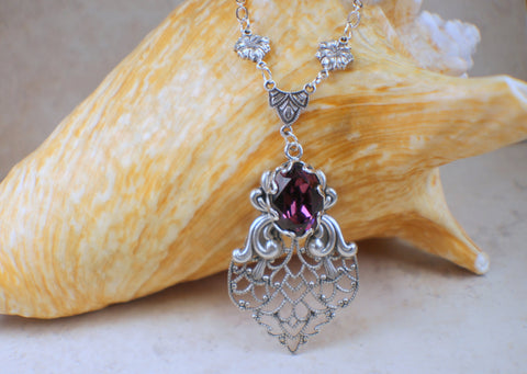 Amethyst Swarovski Crystal Necklace