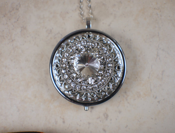 Clear Rhinestone Music Box Locket