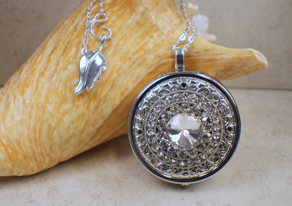 Clear Rhinestone Music Box Locket