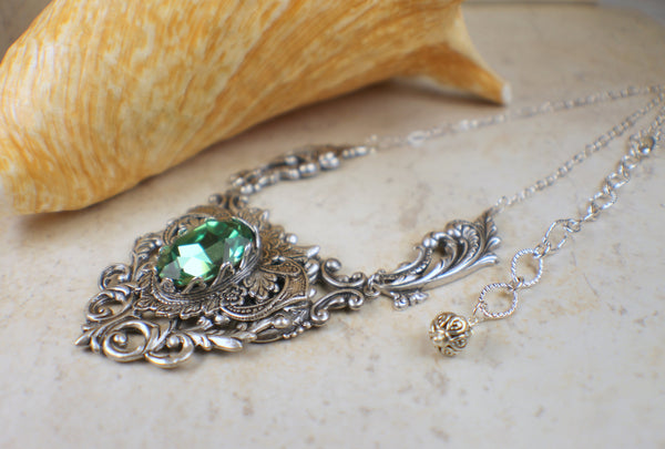 Gothic Peridot Swarovski Crystal Necklace