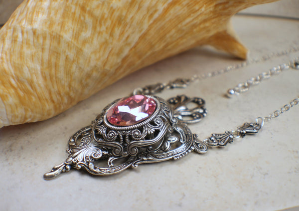 Swarovski Crystal Rose Baroque Style Necklace