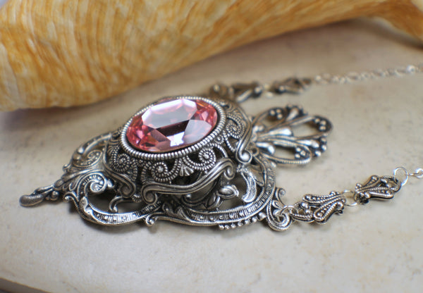 Swarovski Crystal Rose Baroque Style Necklace