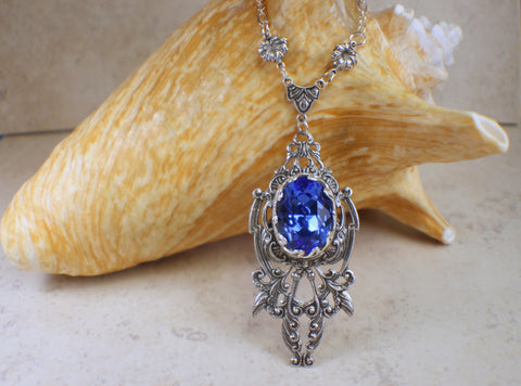 Sapphhire Blue Swarovski Crystal Necklace