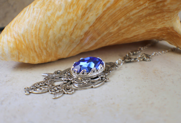 Sapphhire Blue Swarovski Crystal Necklace