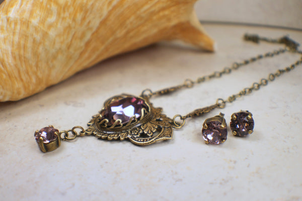 Amethyst Swarovski Crystal Jewelry Set