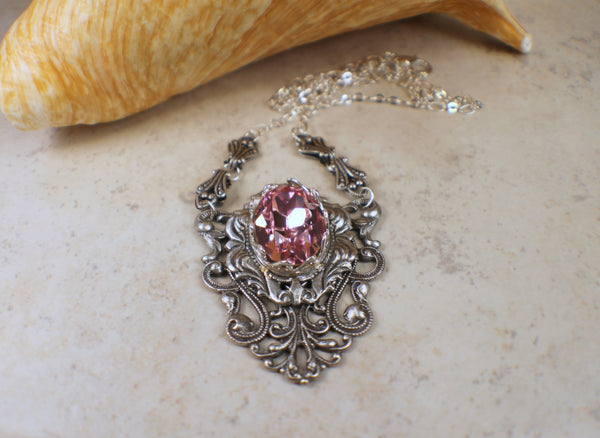 Gothic Rose Swarovski Crystal Necklace