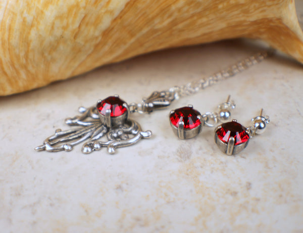 Siam Red Swarovski Crystal Jewelry Set