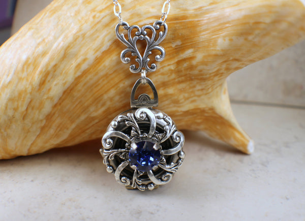 Sapphire Blue Crystal Multi Photo Locket